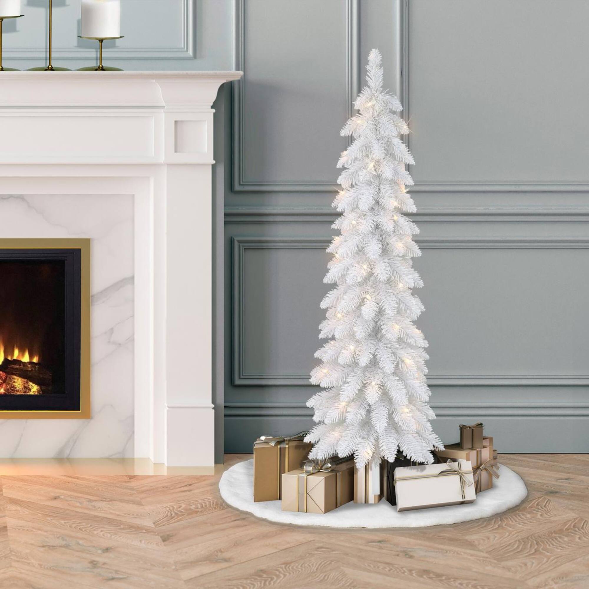 4ft. Pre-Lit Artificial Alpine Pencil Tree